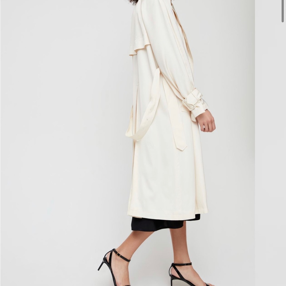 Aritzia Babaton Carson Cream new Trench Business Formal Casual Relaxed Coat Sz S - Picture 3 of 10